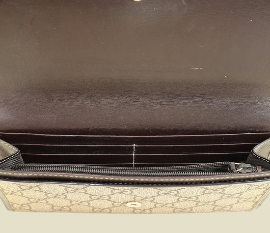 GUCCI Bicolor GG Supreme Continental Wallet