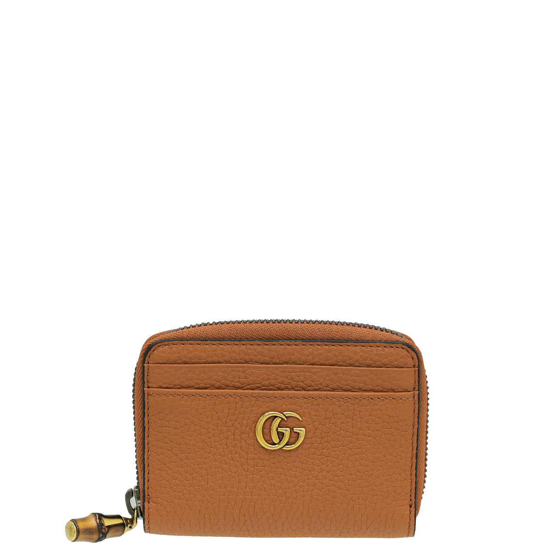 Gucci Brown Bamboo Double G Zip Card Case-Gucci-THE CLOSET