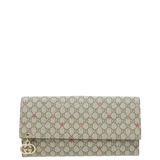 Gucci Bicolor GG Supreme Stars Continental Wallet