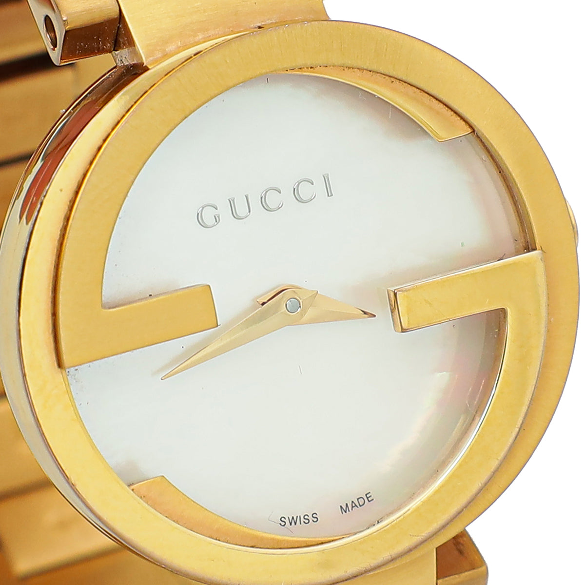 Gucci Stainless Steel Rose Gold Mother of Pearl Interlocking 28mm Quartz Watch
