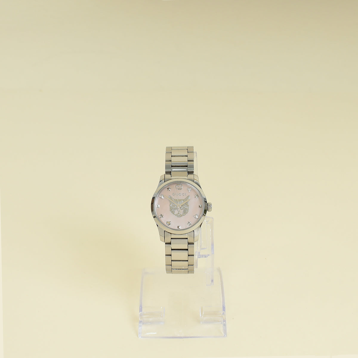 Gucci Stainless Steel G- Timeless 27 mm W/ Feline Head Motif Quartz Movement Watch