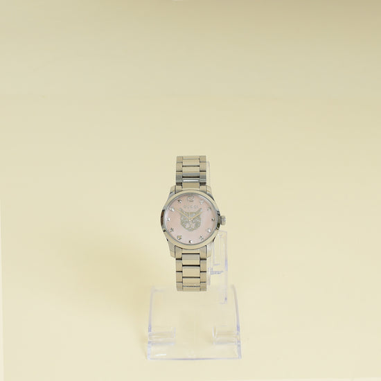 Gucci Stainless Steel G- Timeless 27 mm W/ Feline Head Motif Quartz Movement Watch