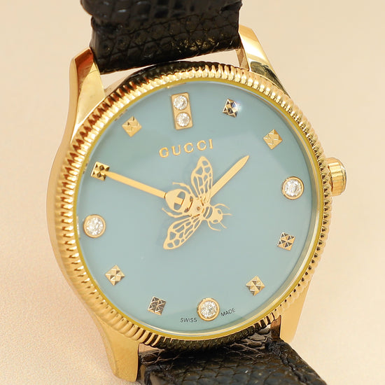 Gucci Gold PVD Stainless Steel G-Timeless Bee Logo 29mm Quartz Watch-Gucci-THE CLOSET