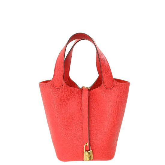 Hermes Rouge Tomate Picotin Lock 18 Bag