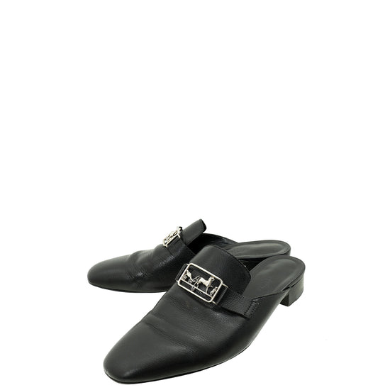 Hermes Noir Vincennes Mules 38