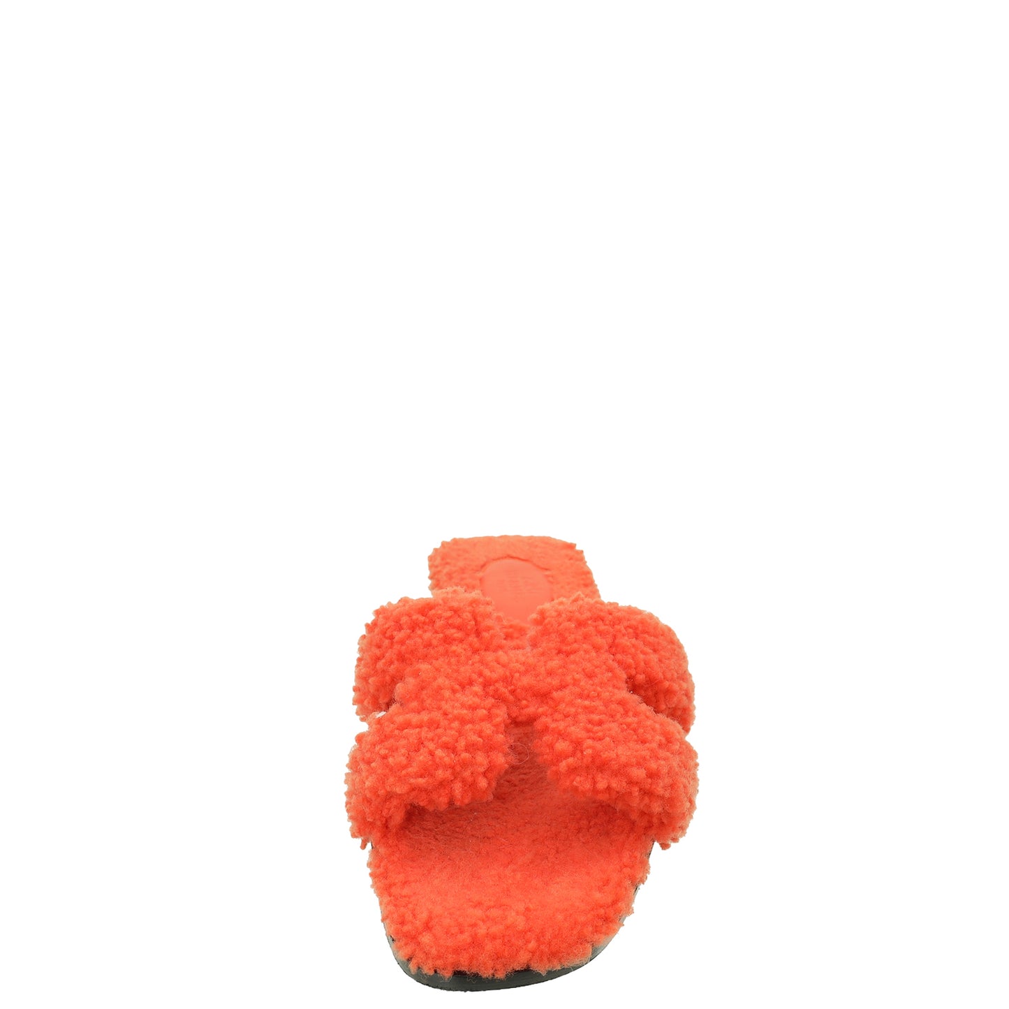 Hermes Orange Shearling Wool Oran Sandal 38