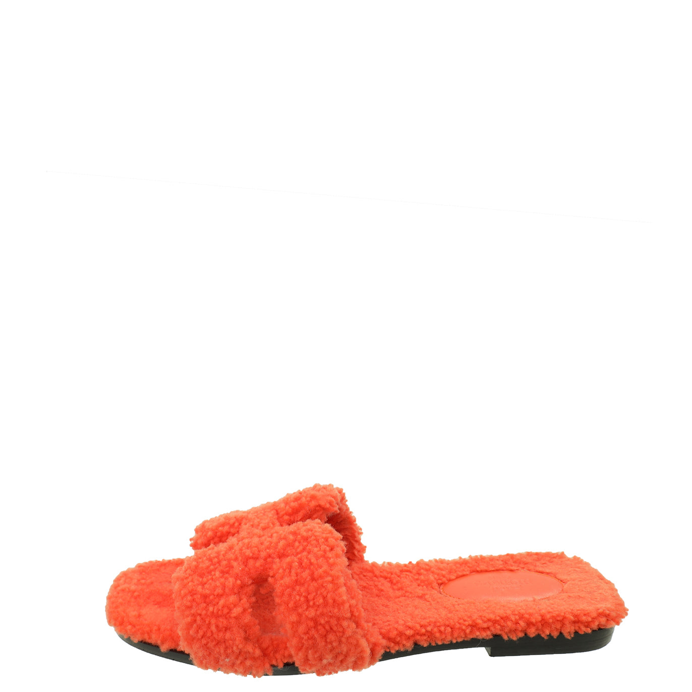 Hermes Orange Shearling Wool Oran Sandal 38