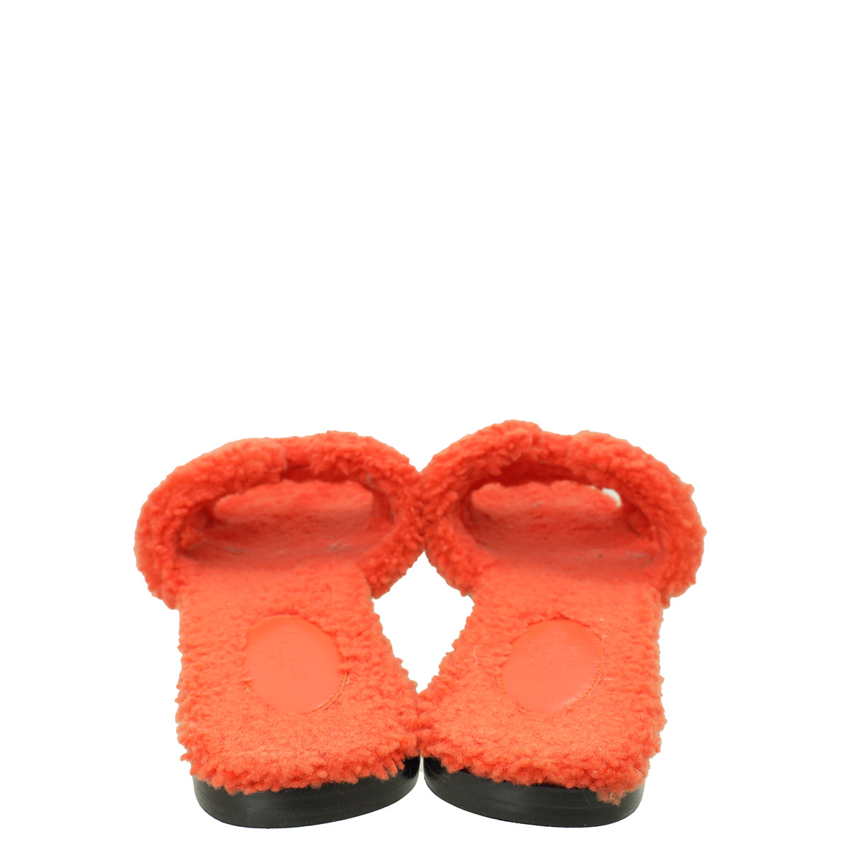 Hermes Orange Shearling Wool Oran Sandal 38