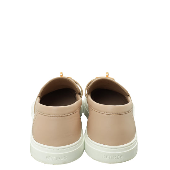 Hermes Beige Nude Game Slip-On Sneaker 39.5