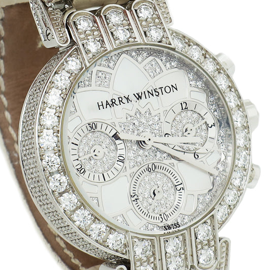 Harry Winston 18K White Gold Diamond Premier Chronograph 32mm Watch