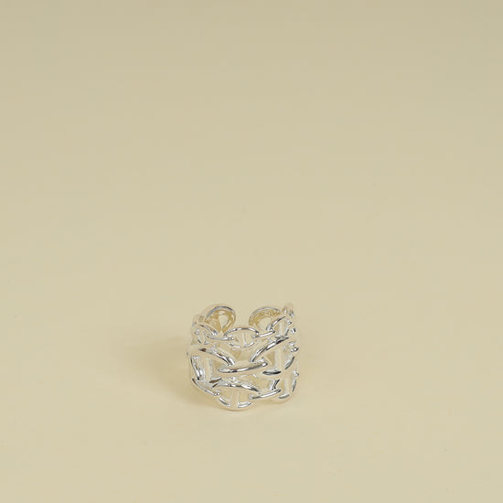 Hermes Silver Chaine D'ancre Enchainee Ring, Large Model 54