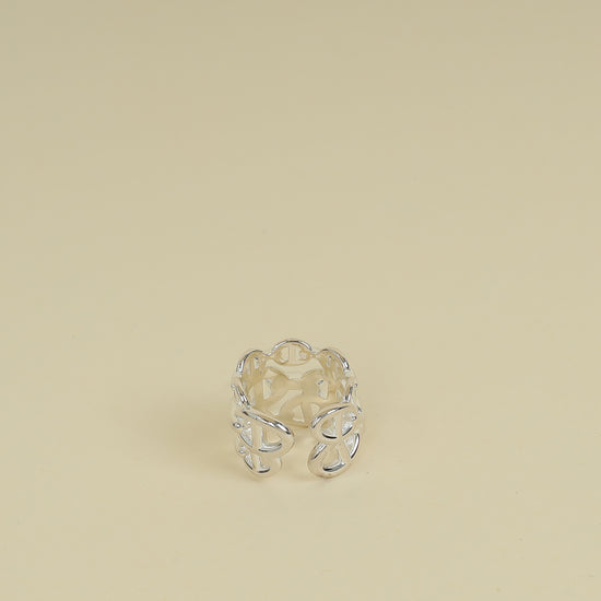 Hermes Silver Chaine D'ancre Enchainee Ring, Large Model 54