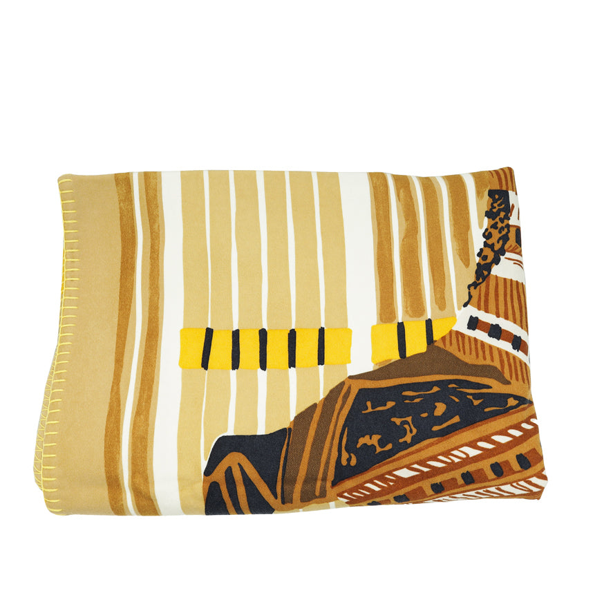 Hermes Beige Multicolor Virginie Jamin Selle Trophee Cashmere Blanket-Hermes-THE CLOSET