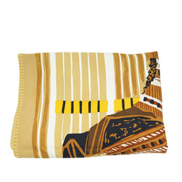 Hermes Beige Multicolor Virginie Jamin Selle Trophee Cashmere Blanket