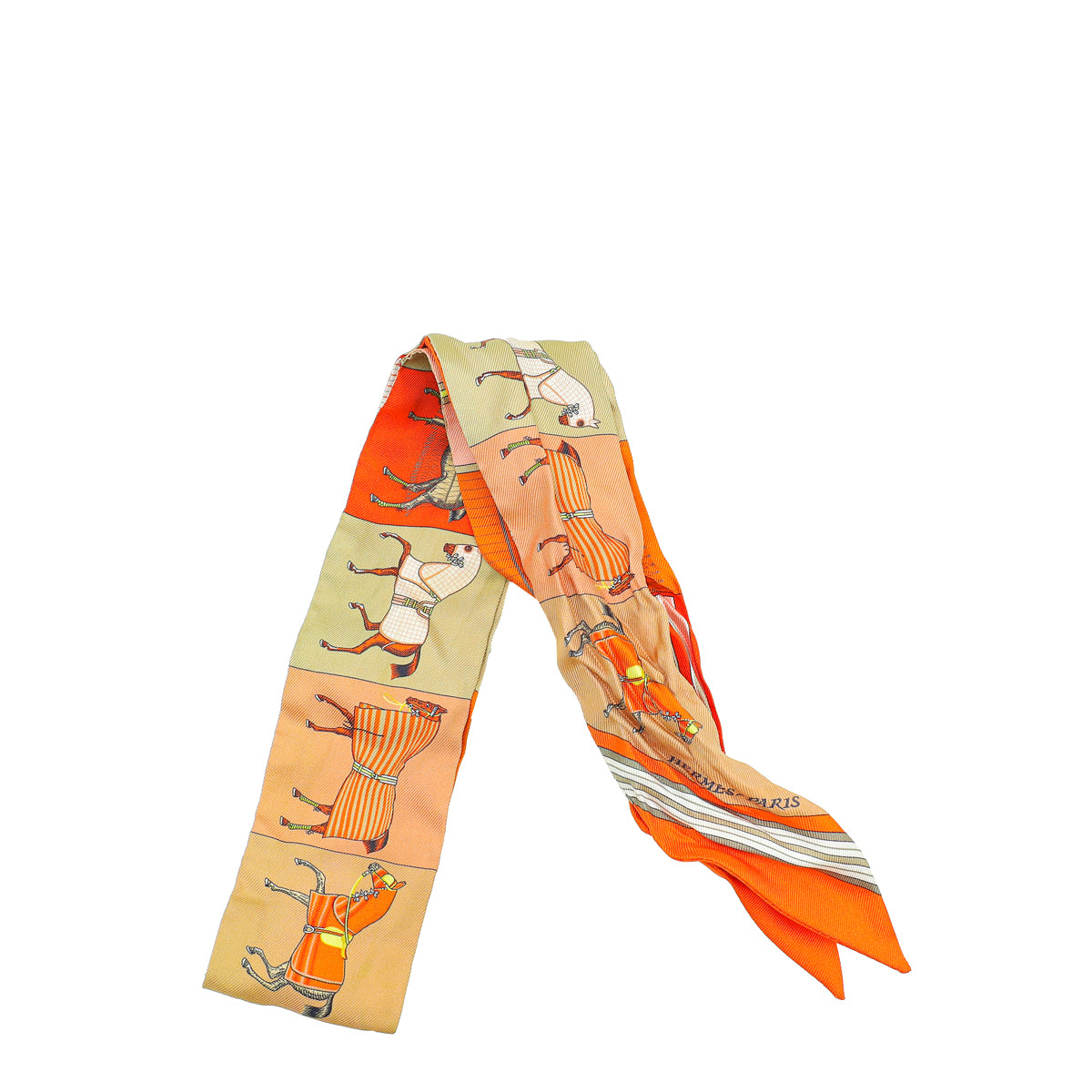 Hermes Orange Multicolor Couvertures Nouvelles Silk Twilly-Hermes-THE CLOSET