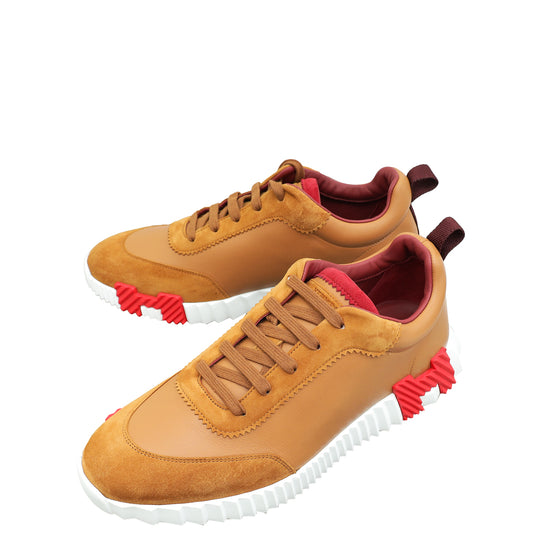 Hermes Naturel Bouncing Goatskin and Suede Sneaker 43