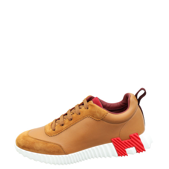 Hermes Naturel Bouncing Goatskin and Suede Sneaker 43