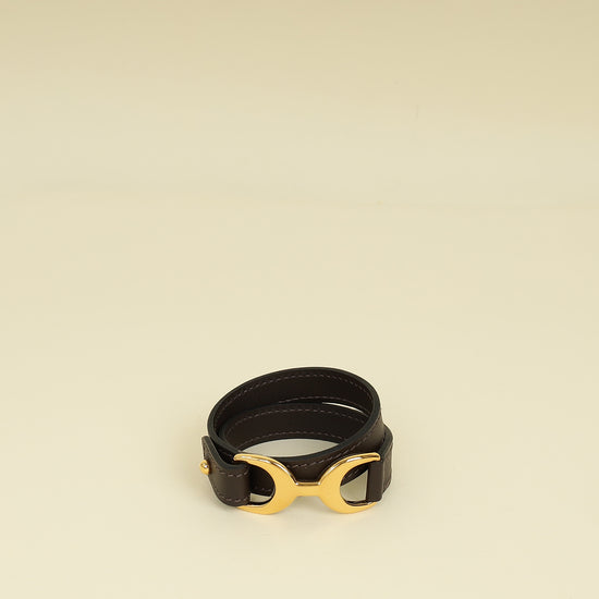 Hermes Chocolate Baby Pavane Double Tour Bracelet