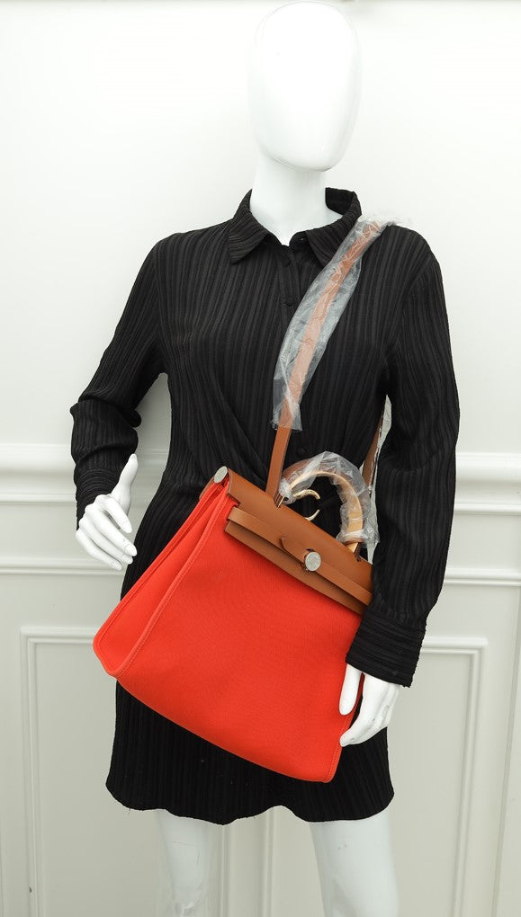 Hermes Bicolor Herbag 31 PM Sellier Vache Hunter Toile Bag