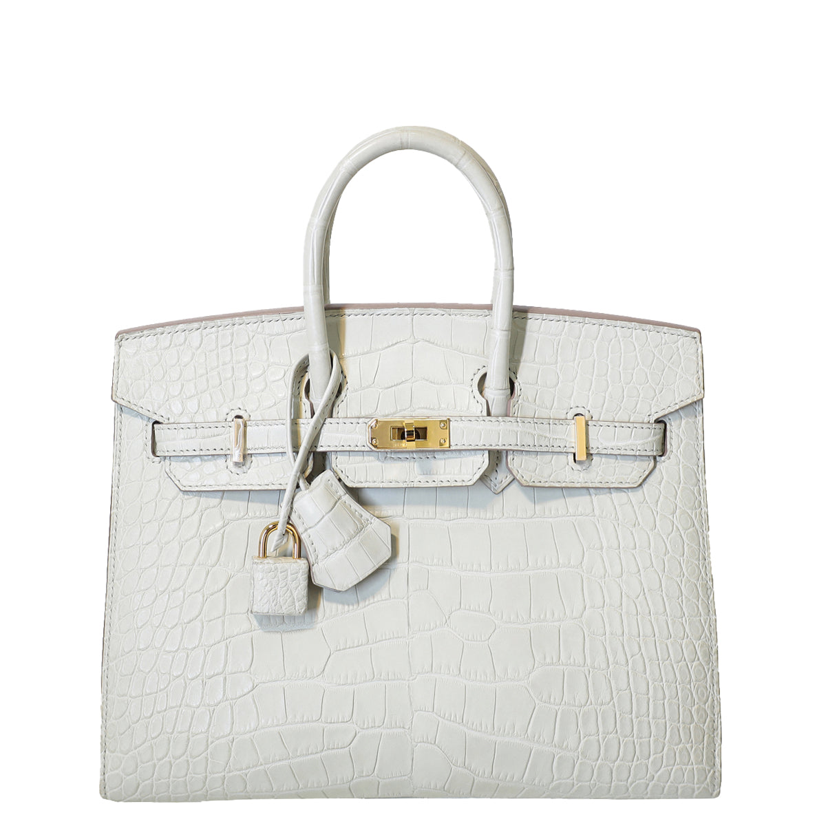 Hermes Beton Matte Alligator Mississippiensis Birkin 25 Sellier Bag-Hermes-THE CLOSET