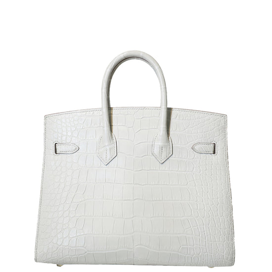 Hermes Beton Matte Alligator Mississippiensis Birkin 25 Sellier Bag