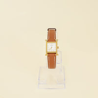 Hermes Yellow-Gold Plated Stainless Steel Mini Heure H Quartz Watch