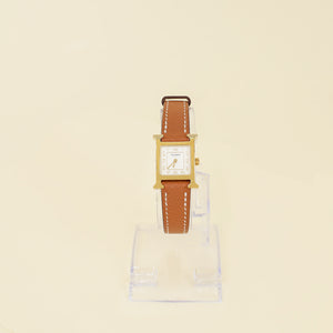 Hermes Yellow-Gold Plated Stainless Steel Mini Heure H Quartz Watch