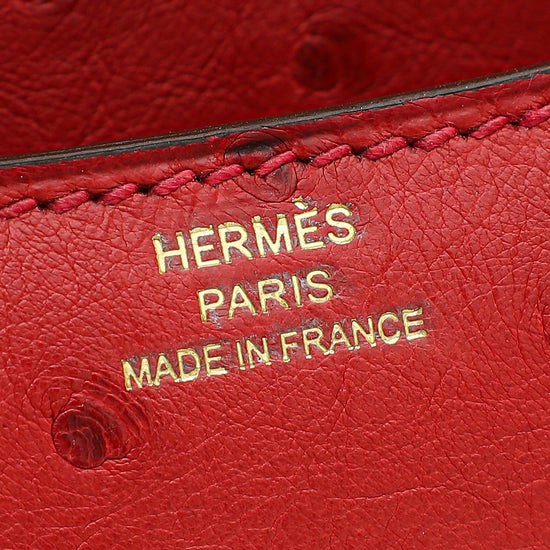 Hermes Rouge Vif Ostrich Constance 18 Bag-Hermes-THE CLOSET