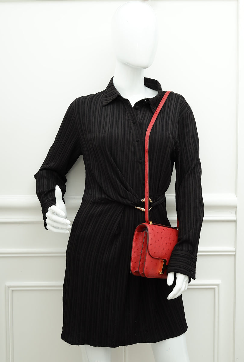 Hermes Rouge Vif Ostrich Constance 18 Bag-Hermes-THE CLOSET