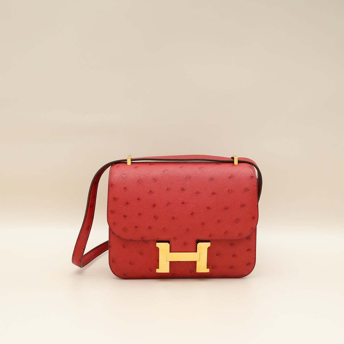 Hermes Rouge Vif Ostrich Constance 18 Bag