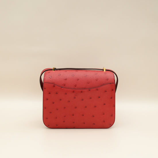 Hermes Rouge Vif Ostrich Constance 18 Bag