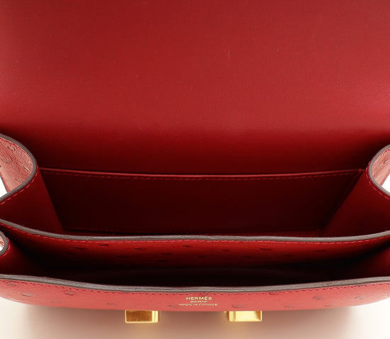 Hermes Rouge Vif Ostrich Constance 18 Bag-Hermes-THE CLOSET