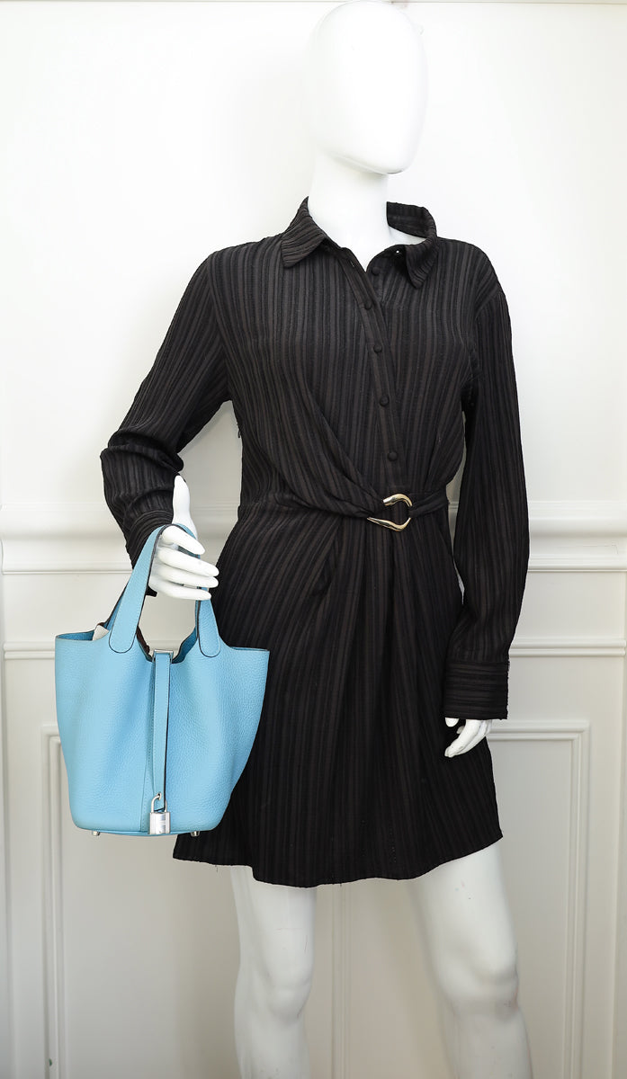 Hermes Bleu Du Nord Picotin Lock 18 Bag