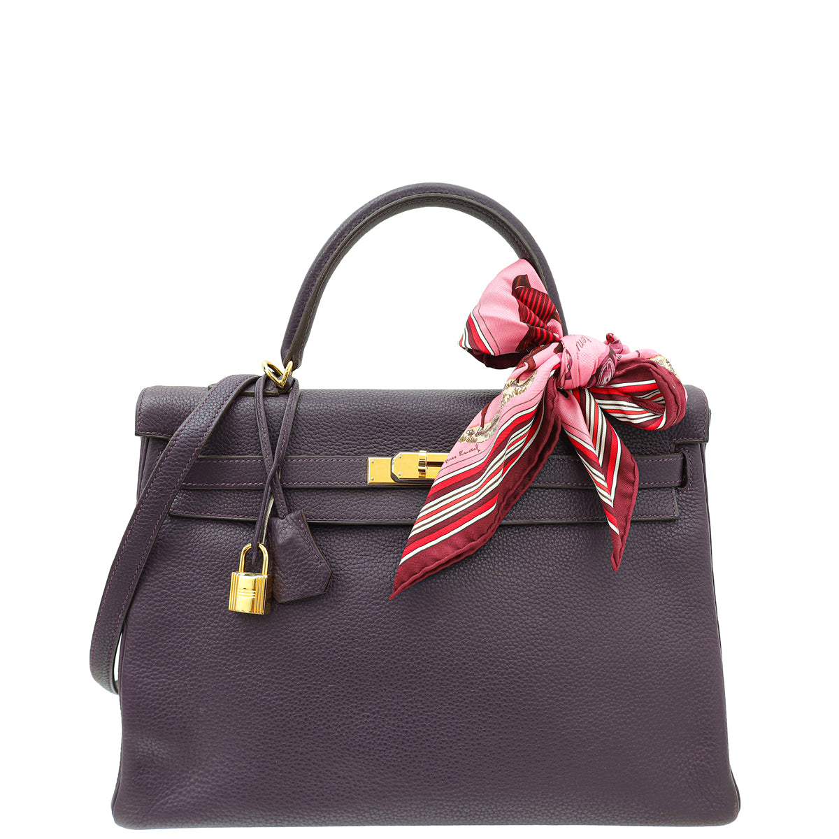 Hermes Raisin Retourne Kelly 35 Bag w/Scarf-Hermes-THE CLOSET