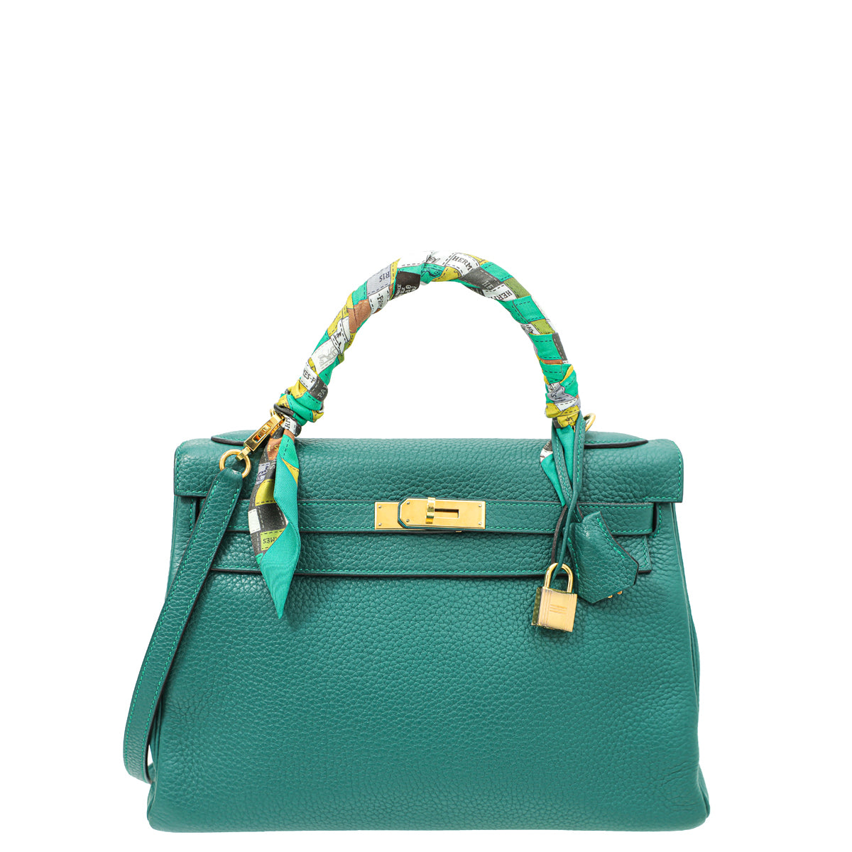 Hermes Malachite Retourne Kelly 32 Bag W/ Twilly-Hermes-THE CLOSET