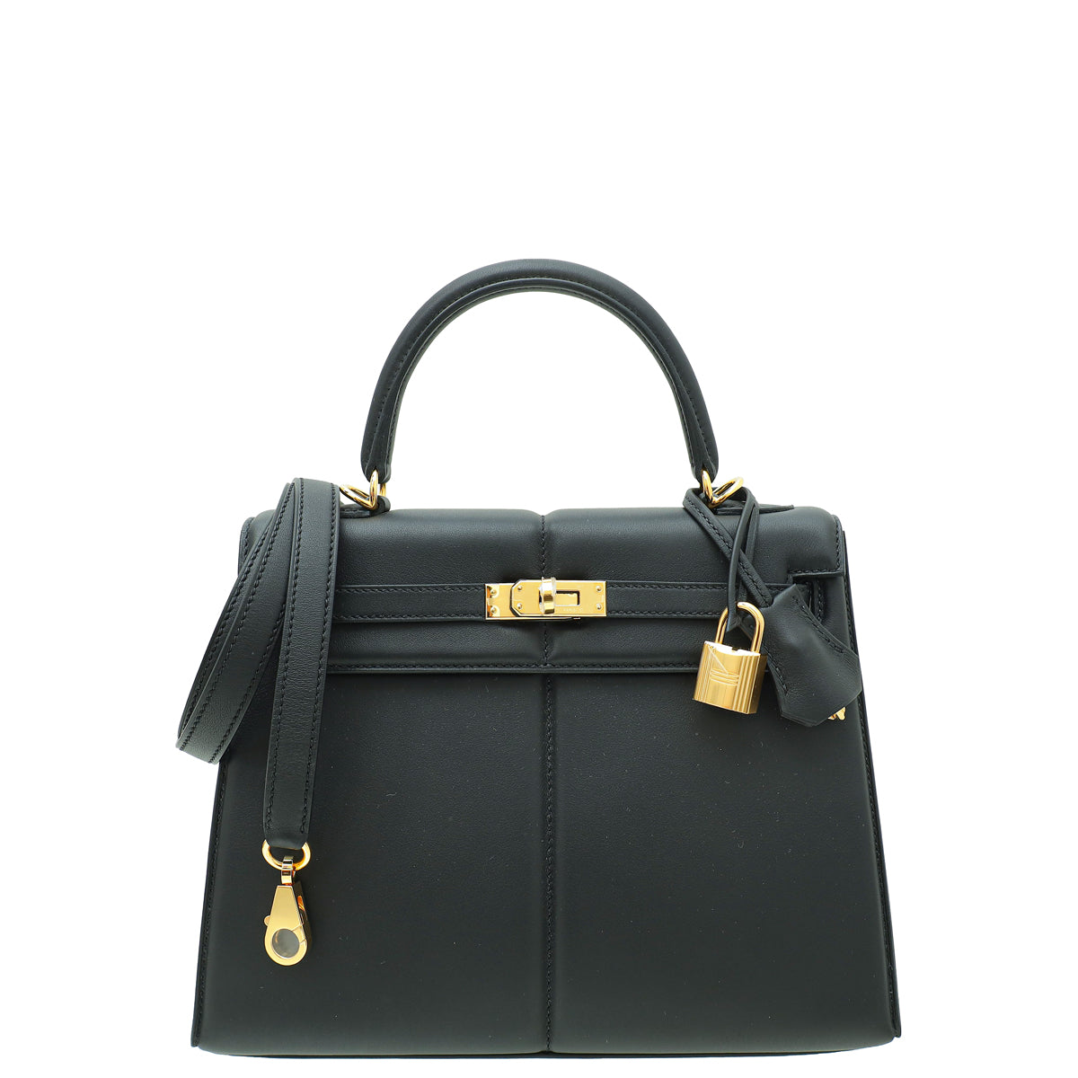 Hermes Noir Swift Padded Sellier Kelly 25 Bag-Hermes-THE CLOSET