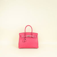 Hermes Fuchsia Ostrich Retourne Birkin 30 Bag