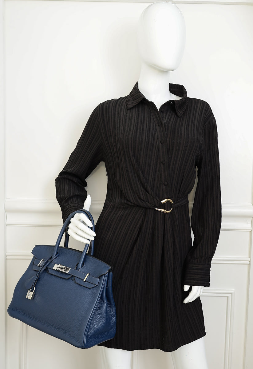 Hermes Bleu Royal Retourne Birkin 30 Bag — image 14 of 14