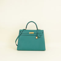 Hermes Malachite Sellier Kelly 35 Bag