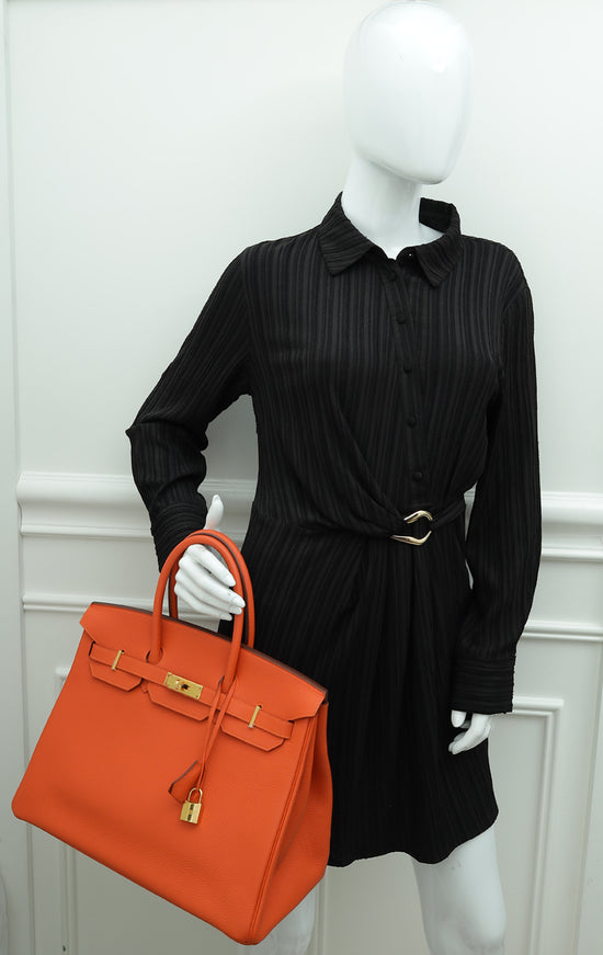 Hermes Orange Birkin 35 Bag