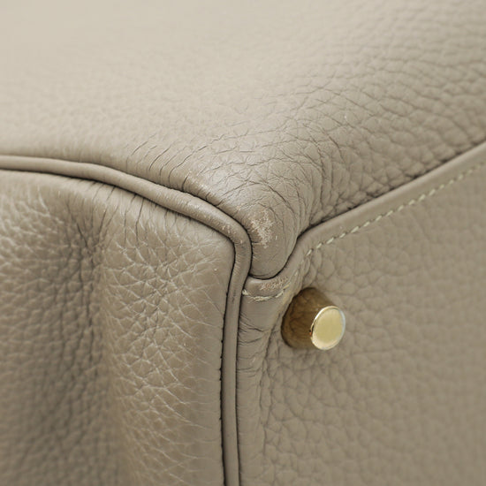 Hermes 35cm Gris Tourterelle Clemence Leather Retourne Kelly Bag, Lot  #56118