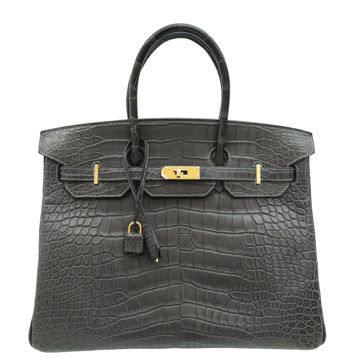 Hermes Graphite Matte Alligator Birkin 35 Bag-Hermes-THE CLOSET