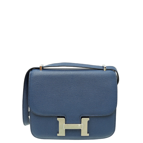 Hermes Mini Constance 18 Bag 7E Blue Brighton Evercolor GHW