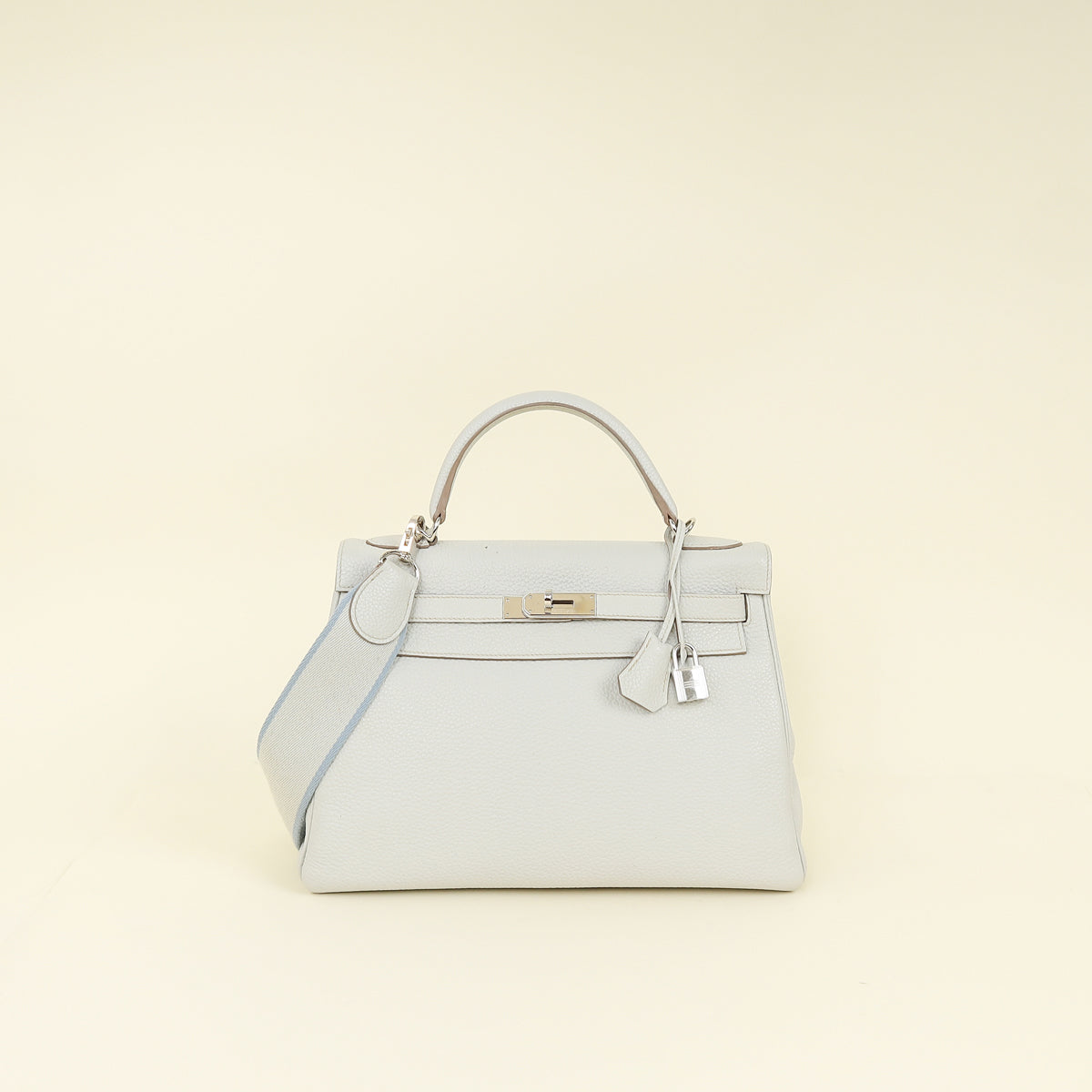 Hermes Gris Perle Retourne Kelly 32 Bag w/ Toile Sangle Strap | — image 1 of 14