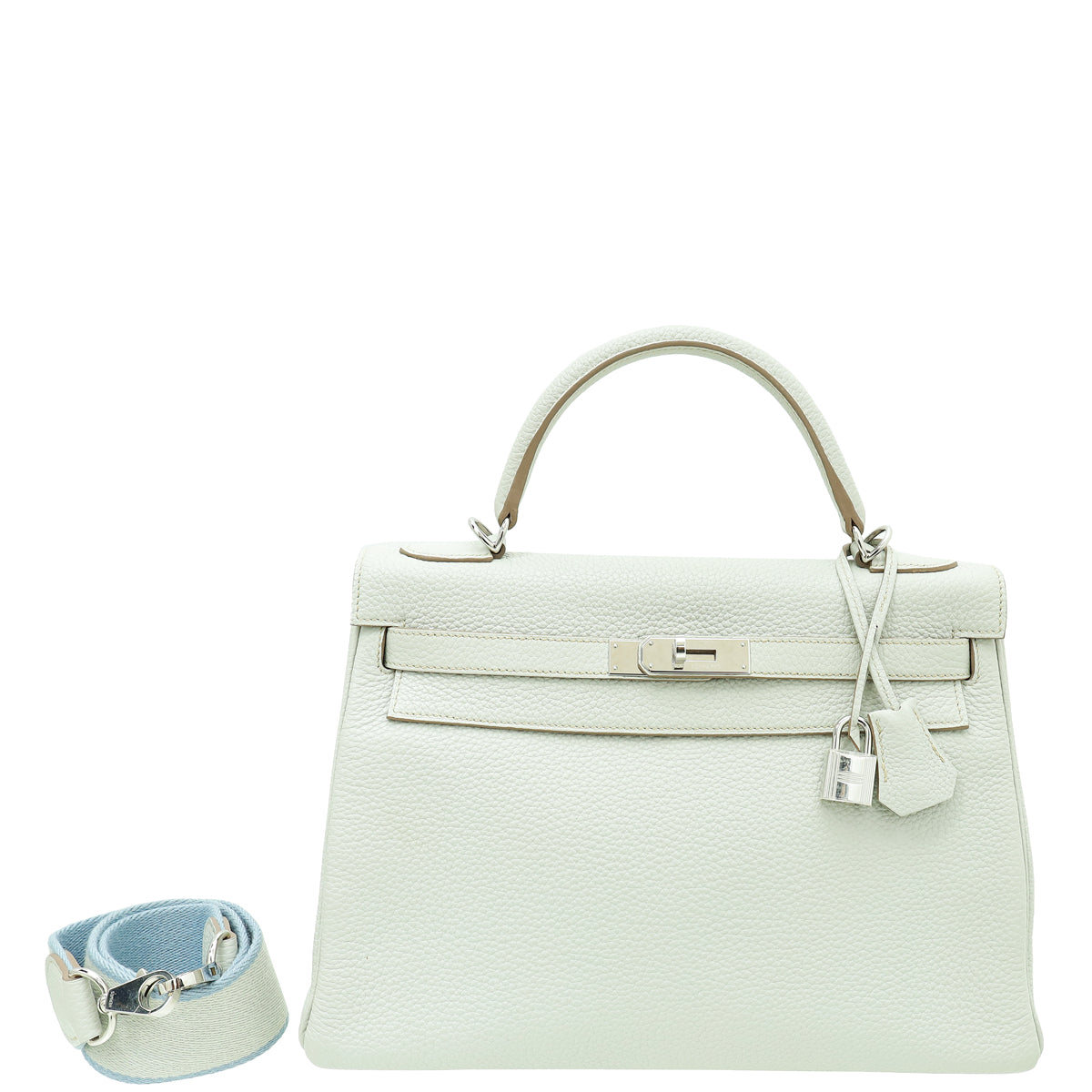 Hermes Gris Perle Retourne Kelly 32 Bag W/ Toile Sangle Strap-Hermes-THE CLOSET