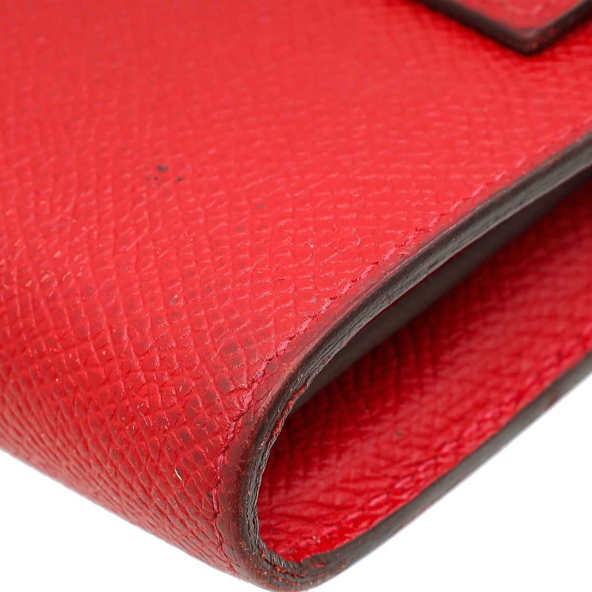 Hermes Rouge Kelly Classic Wallet
