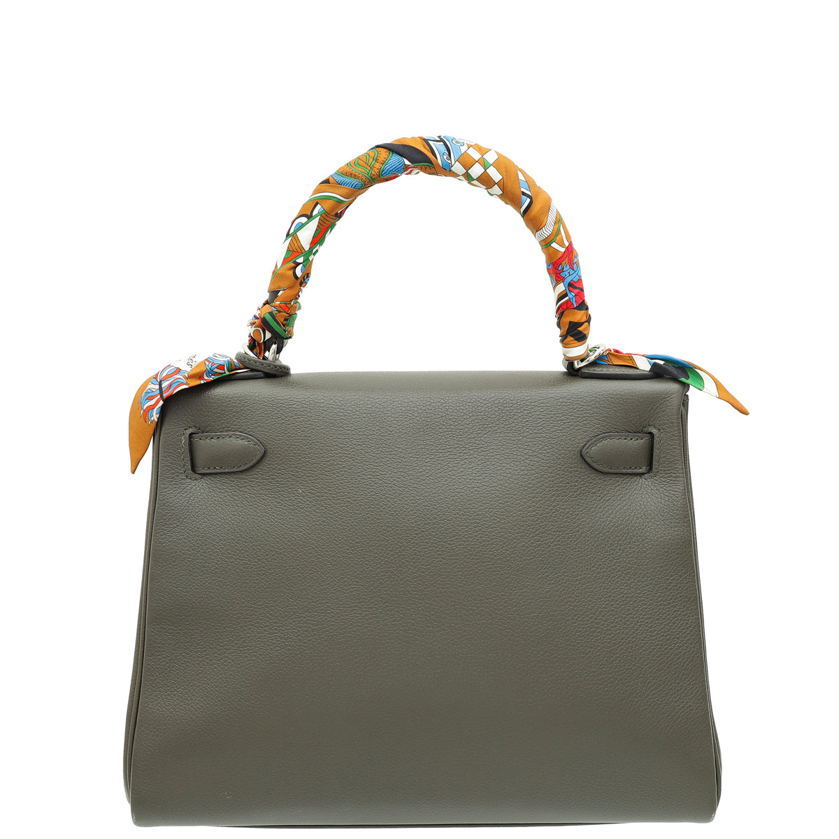 Hermes Vert De Gris Retourne Kelly 28 Bag W/ Twilly-Hermes-THE CLOSET