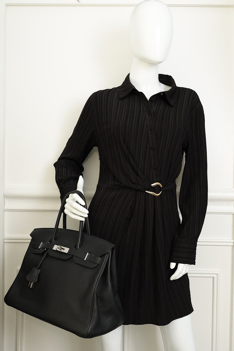 Hermes Noir Retourne Birkin 35 Bag