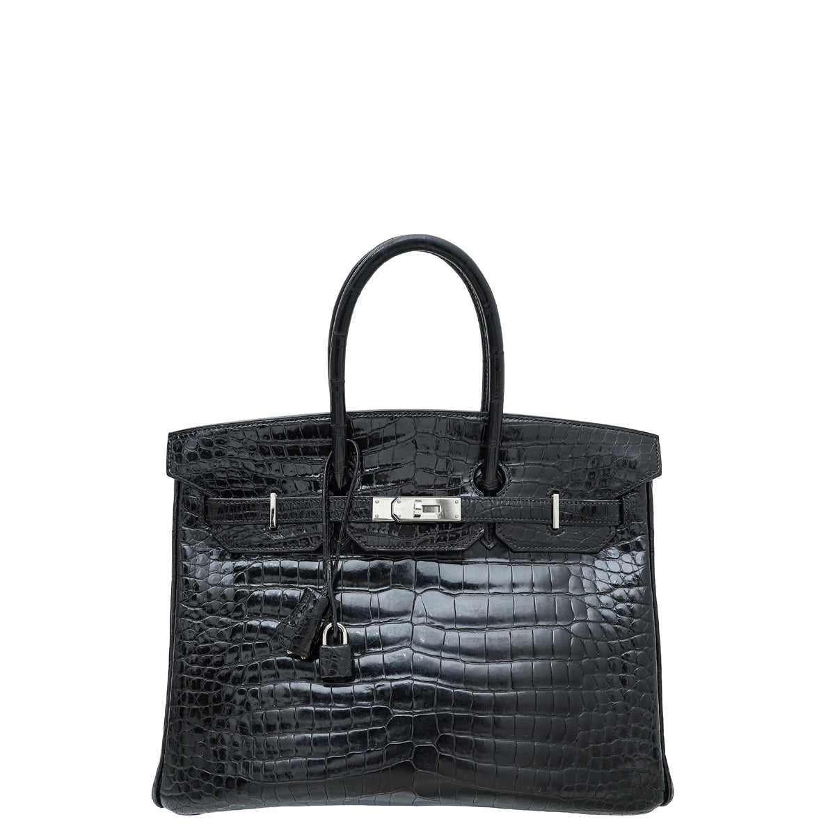 Hermes Noir Crocodile Porosus Birkin 35 Bag-Hermes-THE CLOSET
