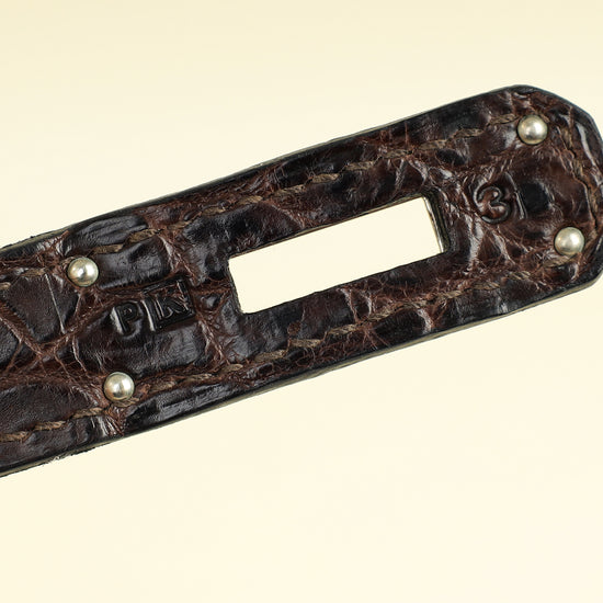 Hermes Chocolate Matte Niloticus Crocodile Birkin 30 Bag w/ Twilly